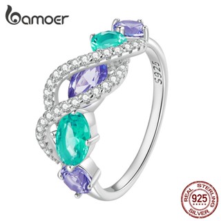 Bamoer 925 Silver Sterling Luxo Winding Ring Moda Jóias De Anel De Presente Para Mulheres