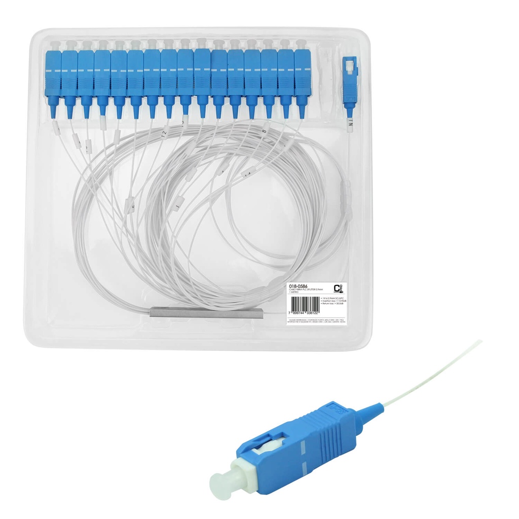 Cabo Fibra Plc Splitter 0.9mm 1x16 sc/UPC Sm Anatel 1 Metro