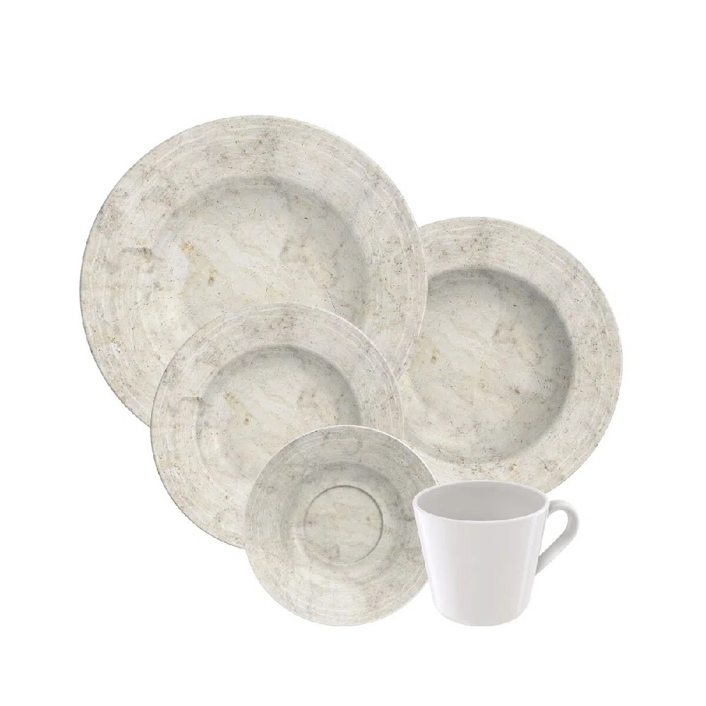 APARELHO DE JANTAR PORCELANA 20 PEÇAS TRAVERTINO TRAMONTINA