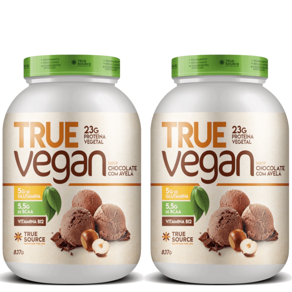 Kit 2x True Vegan 837g Whey Protein Vegano Isolado(Zero Lactose) - True Source