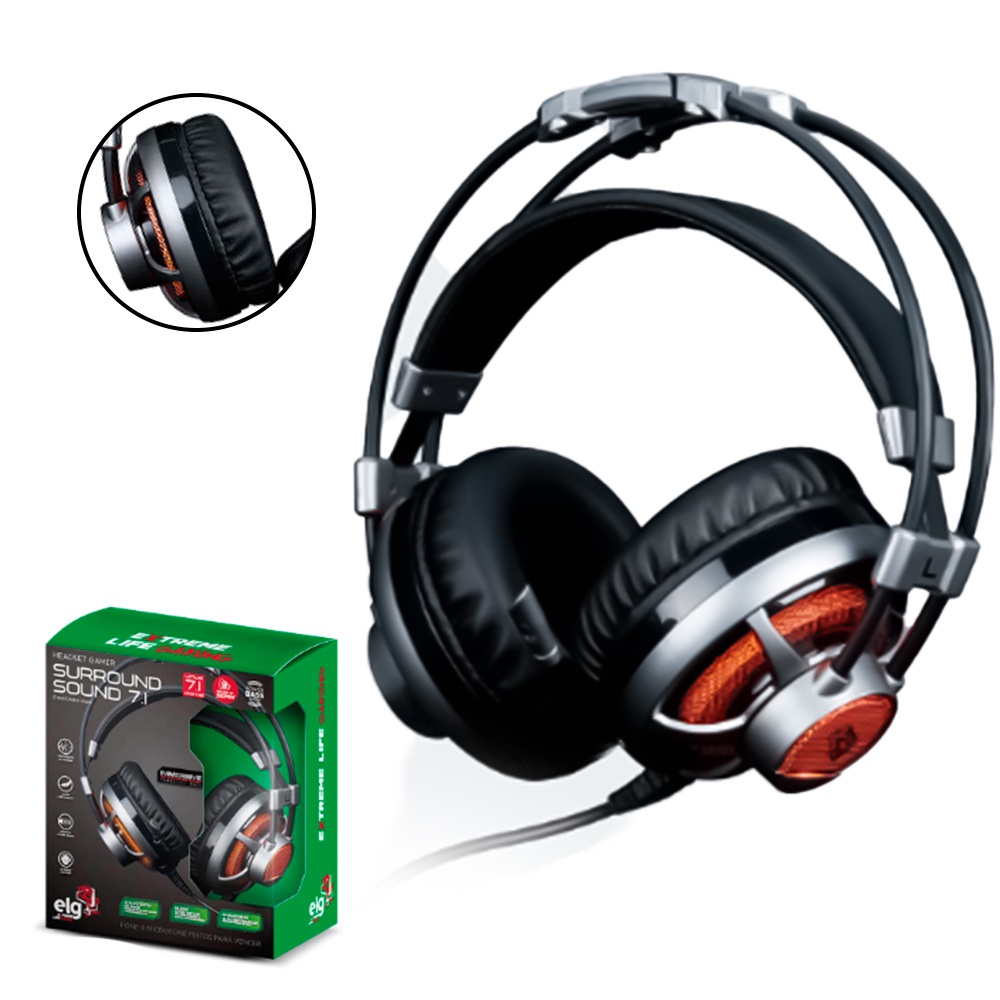 HEADSET GAMER 7.1 SURROUND CHANNEL C/ MICROFONE HGSS71