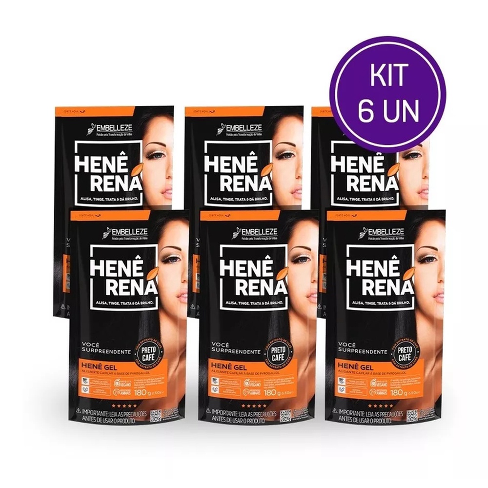 Kit Henê Rená Preto Café 180g C/6 em Oferta na Shopee