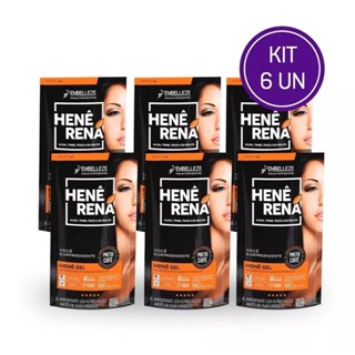 KIT 6 HENE RENA GEL PRETO CAFÉ 180G