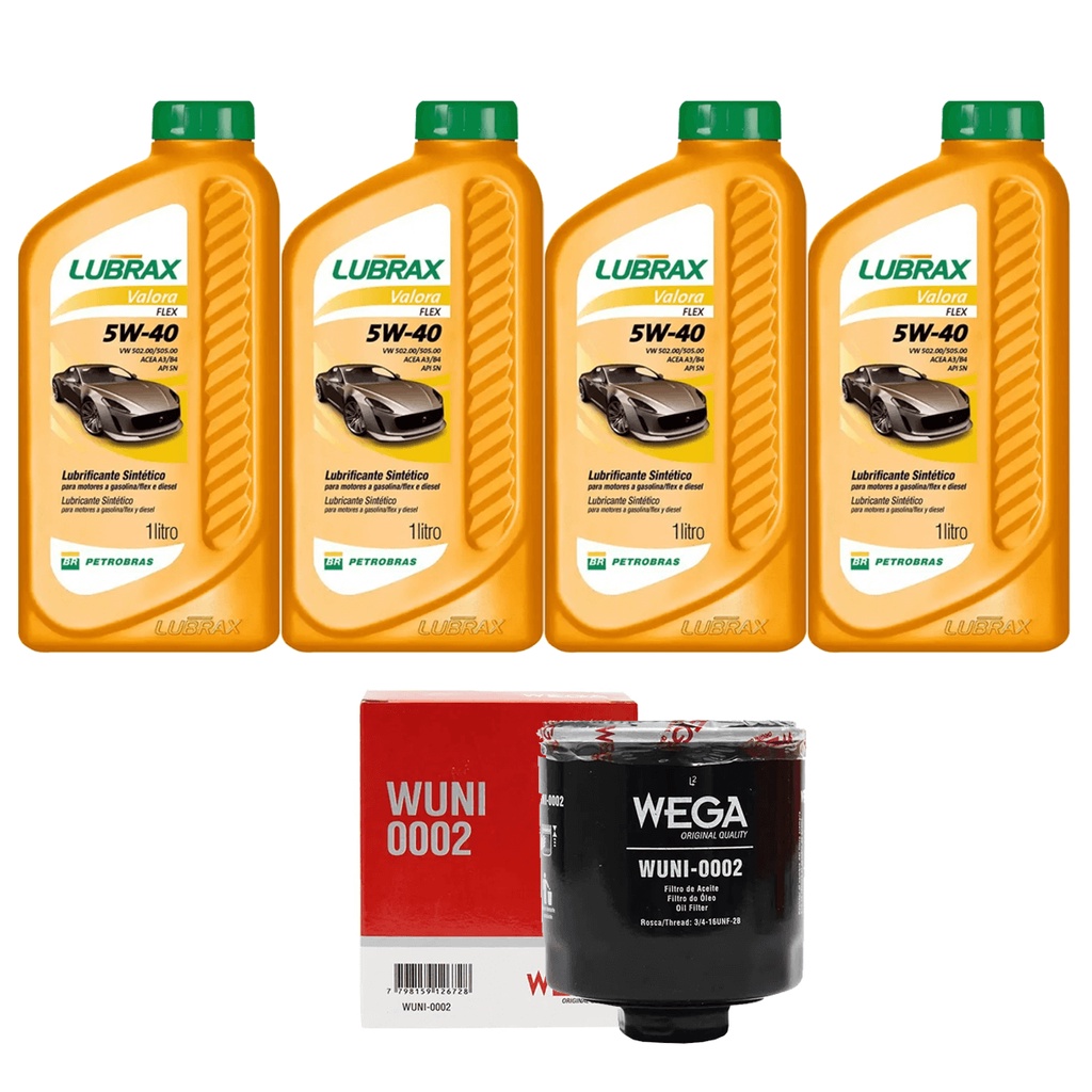 4 Lts Óleo Lubrax Valora 5w40 + Filtro Óleo Gol Fox 502 00