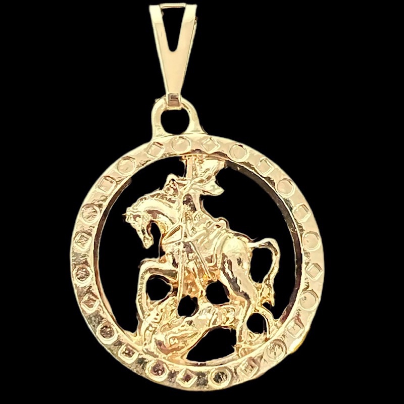 Pingente Masculino São Jorge Folheado A Ouro 18k