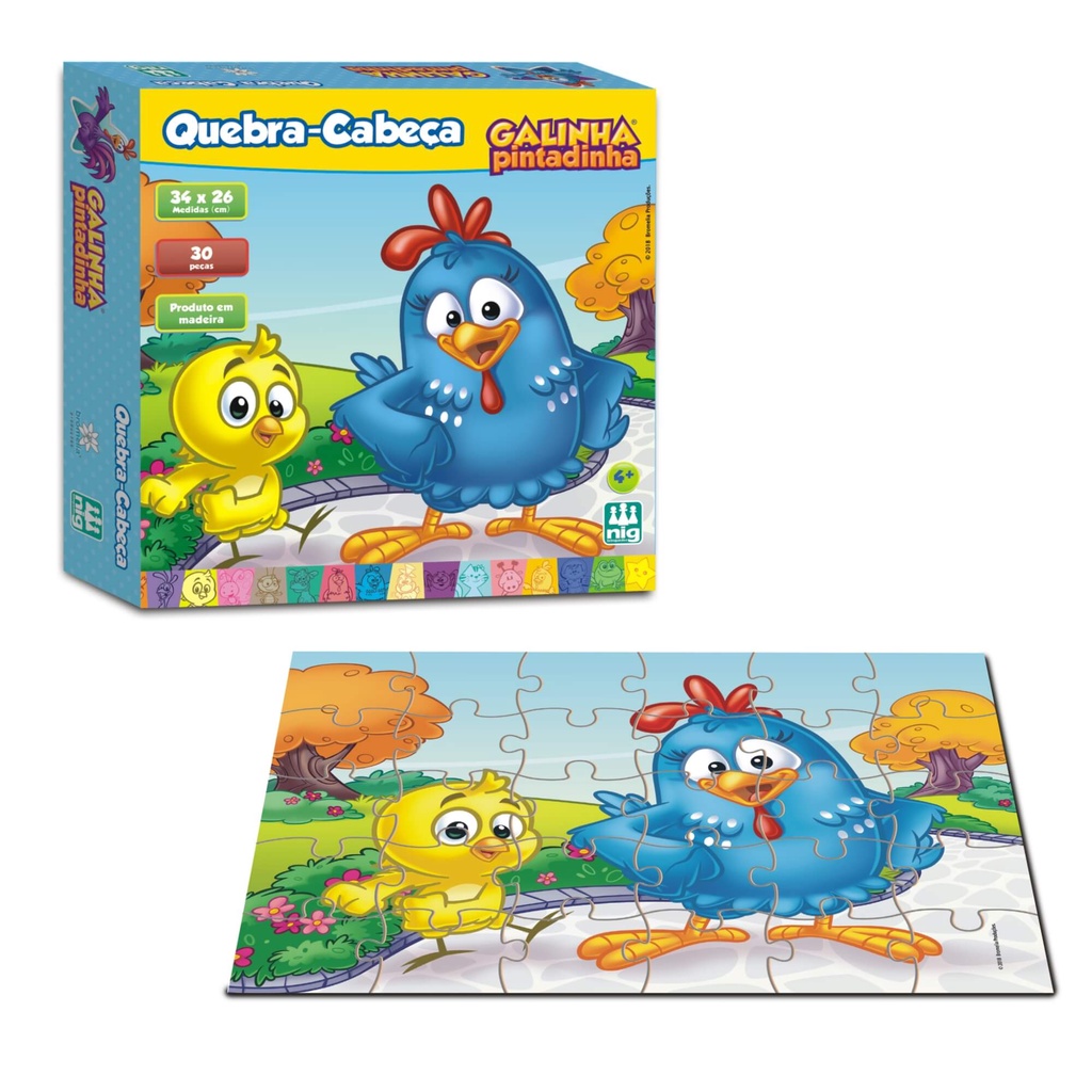 Quebra-Cabeça Galinha Pintadinha Infantil Madeira Raciocínio Encaixe Fácil 30 Peças Nig Brinquedos - 0719 em Oferta na Shopee
