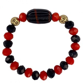 Pulseira Pomba Gira Preta e Vermelha Buzios Cristal