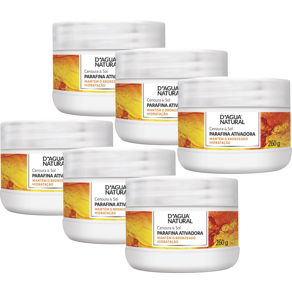 6UN Parafina Hidratante Cenoura E Sol 260G D’água Natural