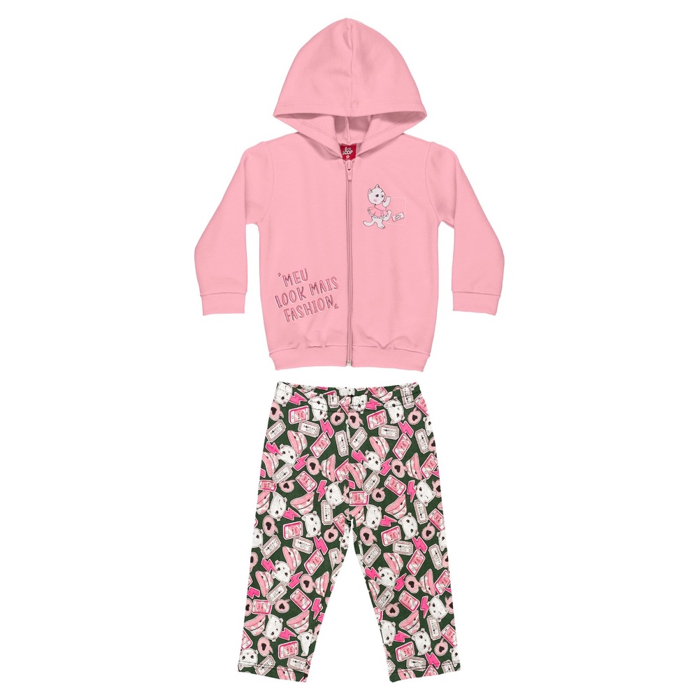 Jaqueta de Moletom e Legging em Molecotton para Bebê Bee Loop