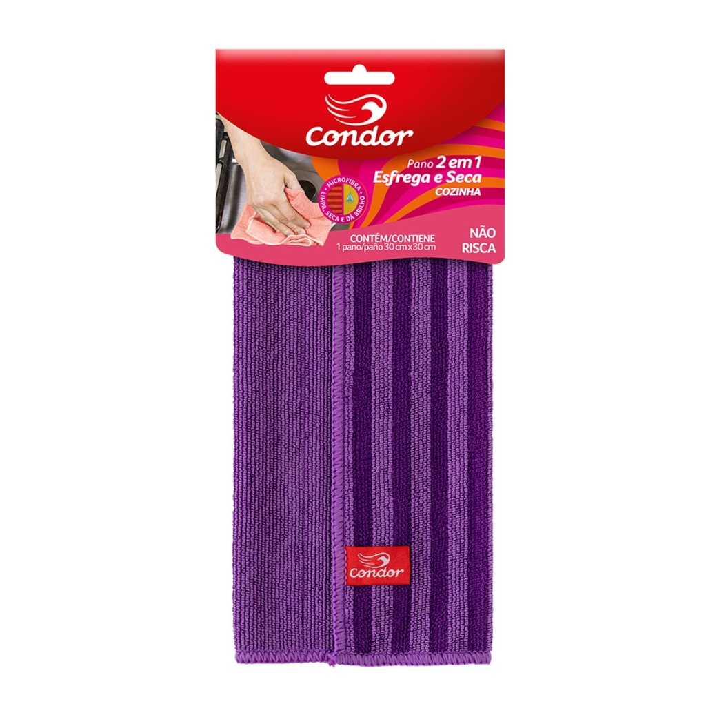 Pano Microfibra Esfrega e Seca Pia Cozinha 30x30cm Roxo - Condor em Oferta na Shopee