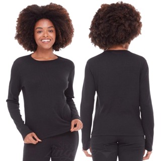Blusa Feminina Manga Longa Tecido Canelado Basica e Confortavel Segunda Pele Ribana Adulto