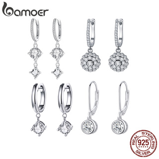 Brincos Bamoer 925 Prata Luxo Zircônio Padrão De Ganchos De Orelha Femininos Fashion Jewelry em Oferta na Shopee