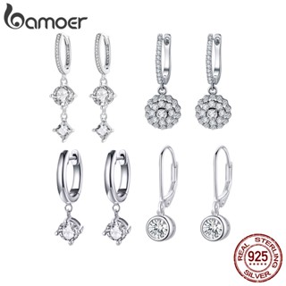 Brincos Bamoer 925 Prata Luxo Zircônio Padrão De Ganchos De Orelha Femininos Fashion Jewelry