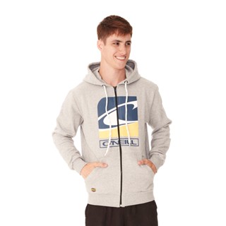 Moletom Oneill Aberto Com Capuz Cinza Mescla