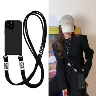 Samsung Galaxy S23 Ultra S22 Plus S20 S21 FE A53 A33 A54 Luxo Crossbody Lanyard Strap Case Capa Macia De Silicone De Cor Sólida