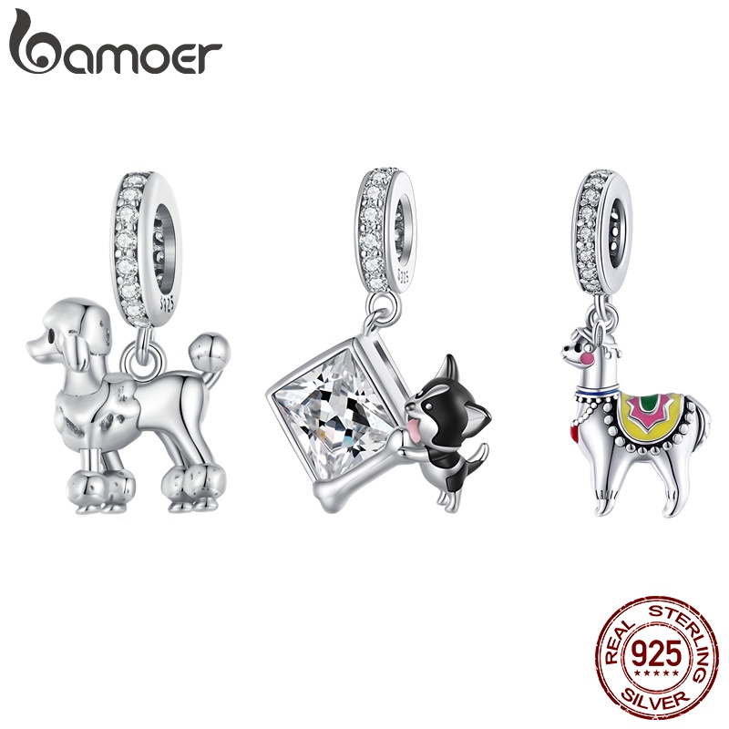 Bamoer Silver Animals Beads of Dog and Sheep Pendant Acessórios De Bricolagem Para Pulseiras