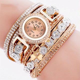 Pulseira Mulher Relógio De Pulso Circular Pingente Chave Novo Estilo Moda Diamante Personalidade Incrustada