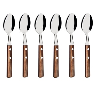 Colher Tramontina Cabo Madeira polywood Inox Jogo Kit 6 unid em Oferta na Shopee