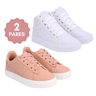 kit 2 Pares tênis e botinha feminino casual básico promoção