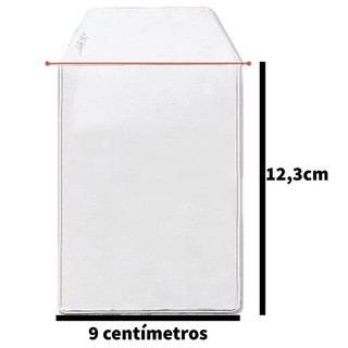 Kit 100 Envelopes Transparente Plástico Capa Protetora Porta Documento Tamanho 9x12cm Modelo P-9 ACP