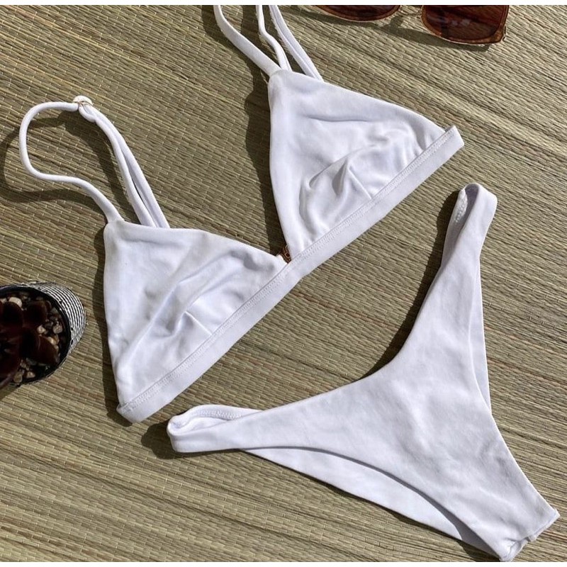 Biquíni top alça regulável Calcinha asa delta com Forro Moda Praia para o Verão