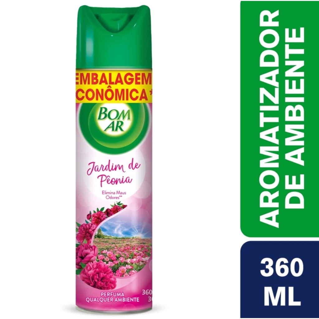 Bom Ar Aromatizador Spray 360ml Jardim de Peônia Combate Maus Odores