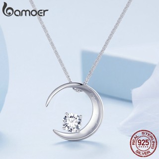 Bamoer 925 Colar De Prata Lua E Zircônia Jóias De Moda Para Mulheres BSN311