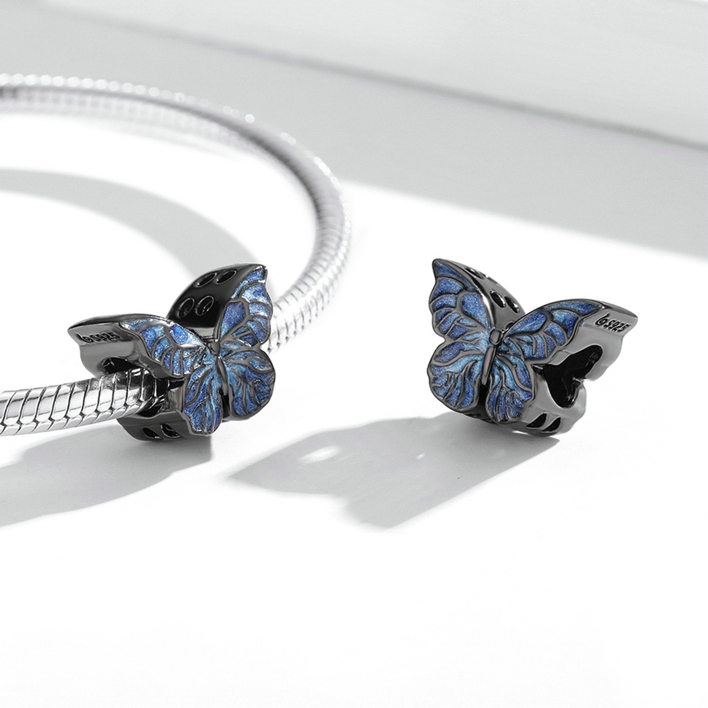Detalhes do Bamoer Silver 925 Pingente Colorido Butterfly E Dragonfly Funny DIY Gifts Acessórios De Moda Com Pulseira