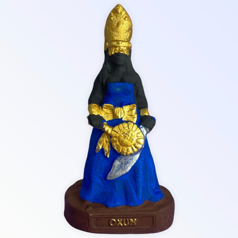 Escultura Orixa Oxum Azul 10 cm em Resina