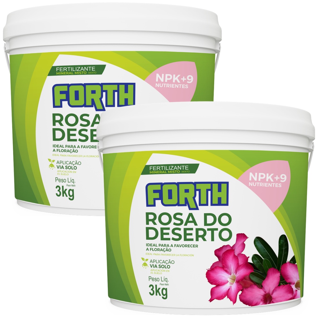 2 Adubo Fertilizante Forth Rosas do Deserto Balde 3kg - Home & Living
