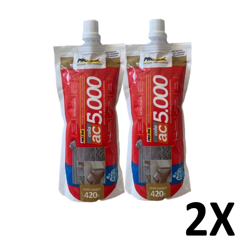Kit 2 Cola Moldura Sanca Rodape Rodateto Bico Aplicador 420g