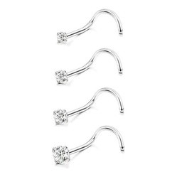 Piercing Nariz Nostril Aço Pedra Zirconia 3mm Pt De Luz