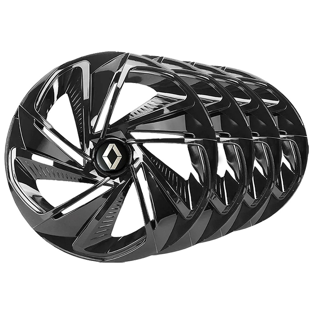 Jogo 4 Calota Aro 13 Nitro Black Renault Sandero Logan Clio Fluence Kwid