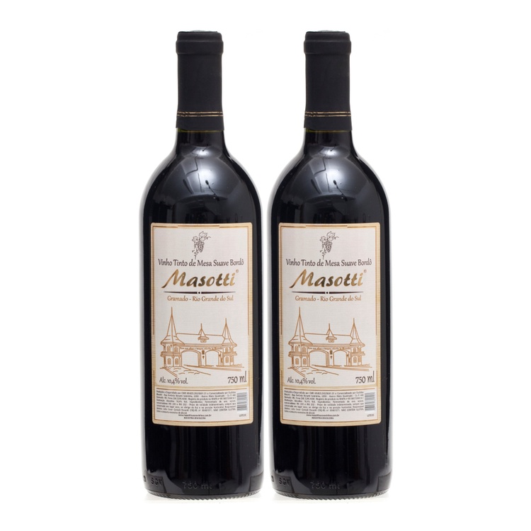 Vinho tinto suave Bordô Masotti 750ml Kit 2 unid