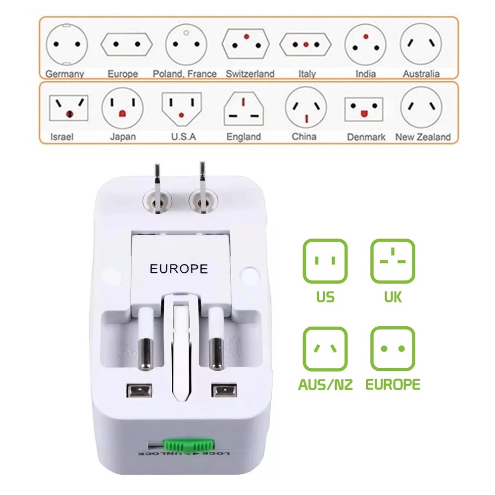 Adaptador Universal de Tomada para Viagem 150 Países Bivolt