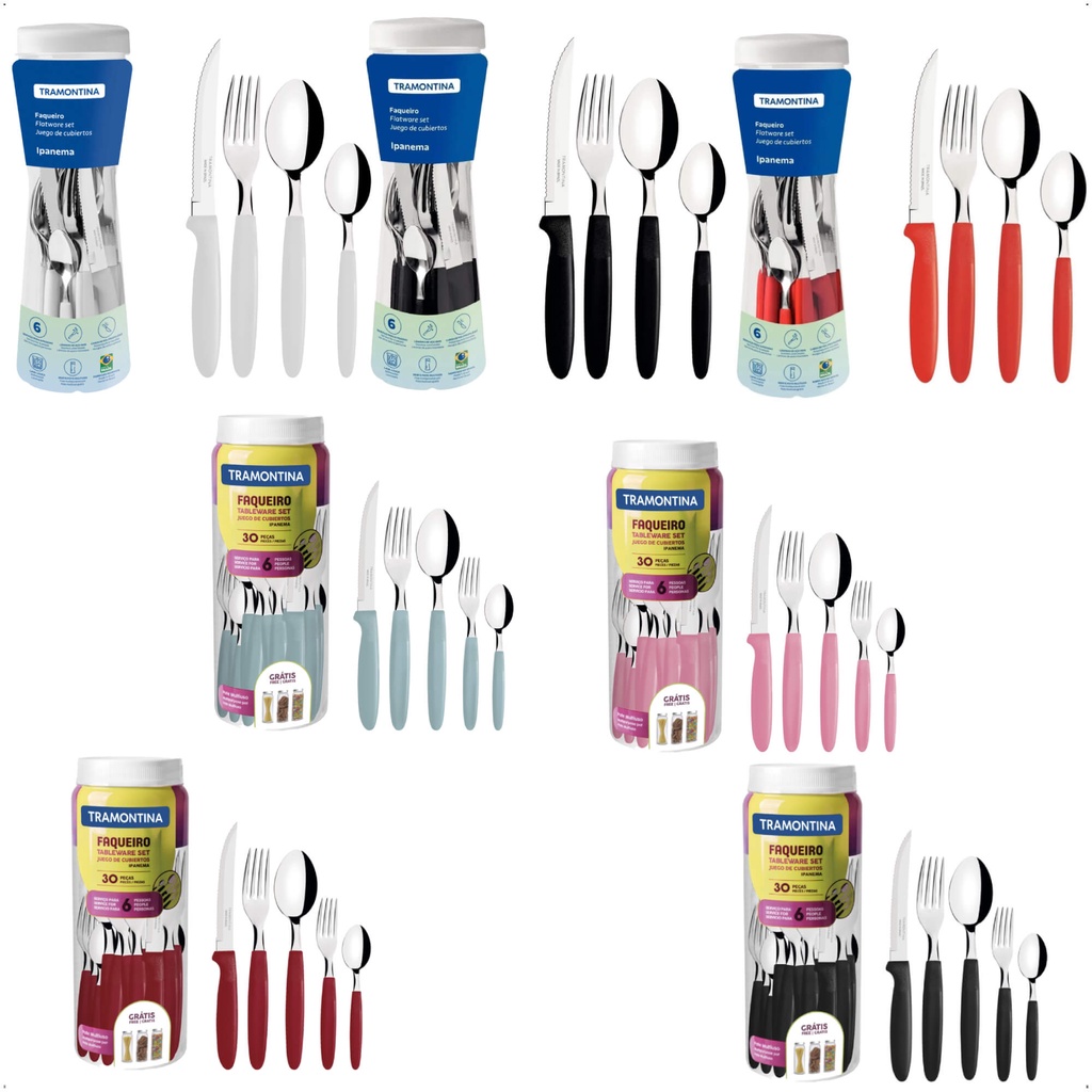 Faqueiro Ipanema Com Lâmina de Aço Inox Tramontina 24/30 Peças em Oferta na Shopee