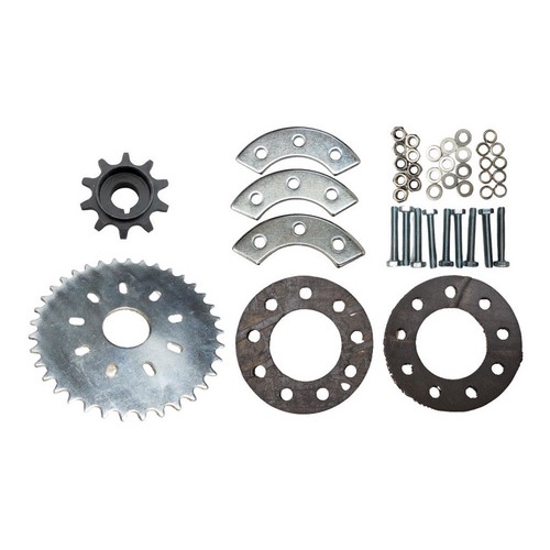 Coroa 36 Dentes + Kit Fixação + Pinhão 10 Dentes para Bicicleta Motorizada