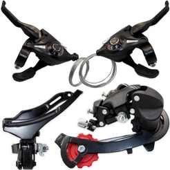 Kit de Transmissao 21 Marchas para Bicicleta C/ Passador Alavanca Rapid Fire 21v + Cambio Traseiro + Cambio Dianteiro