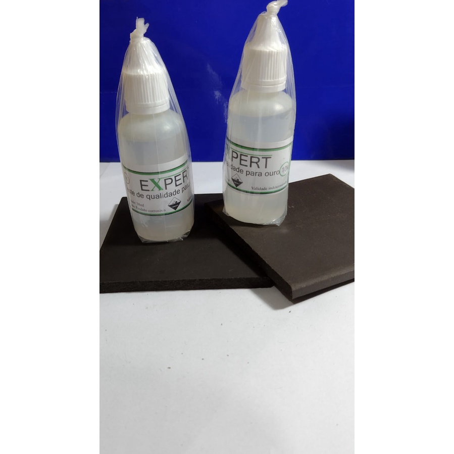 Teste 10 Kilates testa Joias prata  2 Vidros Teste 30 Ml + 2 Pedras 7.50  Cm x 7.50 Cm Melhor Marca