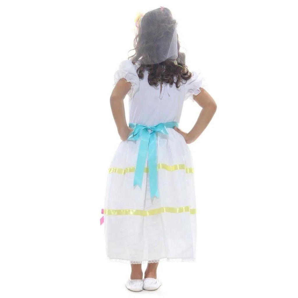 Fantasia Noiva Festa Junina Infantil Vestido + Tiara Com Véu · foto 2