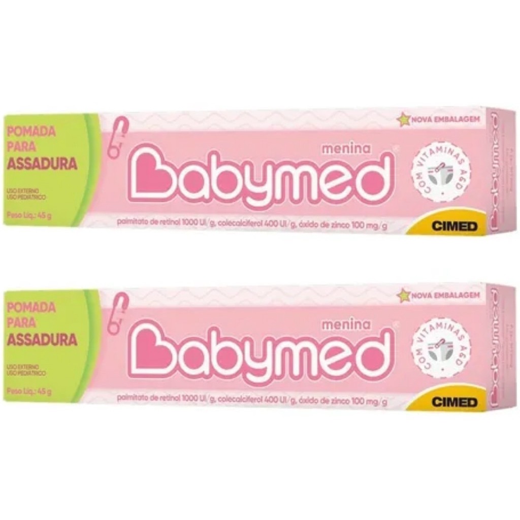 Kit 2 Uni Pomada Prevenção De Assaduras Babymed Menina 45g