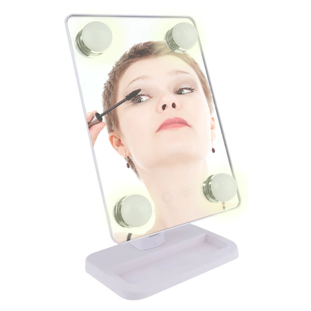 Espelho para maquiagem Vivitar Vanity Mirror c/ iluminação por LED e rotação 360° - Branca
