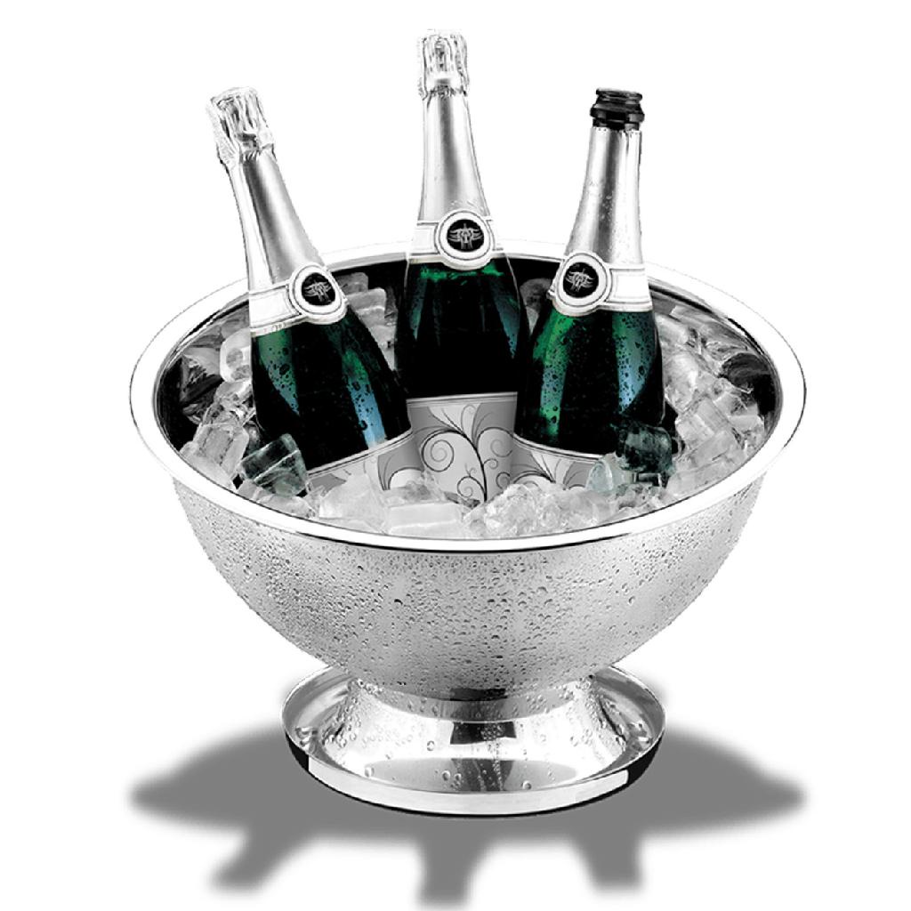 Balde de Gelo Champanheira Lyon para 4 Garrafas Aço Inox 39,5x22,8cm 12 Litros Brinox Ref.2353/101