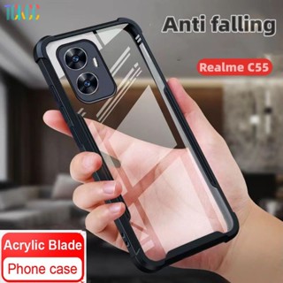 Capa Acrílica Transparente Para Realme C55 C31 C33 C35 C30 C30S C15 Gt neo5 10 PRO + Clear PC TPU Macia Anti-Choque Airbag À Prova De