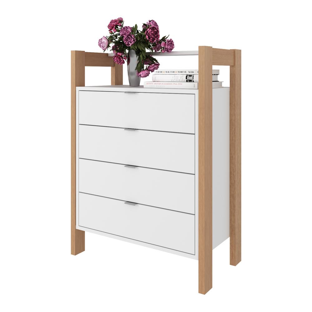 Gaveteiro com 4 Gavetas Multimóveis CR25006 Branco/Amêndoa em Oferta na Shopee