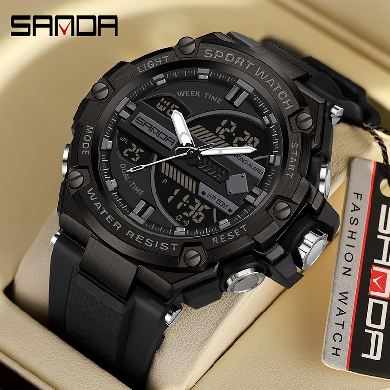 Sanda Militar Luxo Multi Display Eletrônico De Quartzo Para Homens À Prova D'água Relógio Esportivo SD3185-12