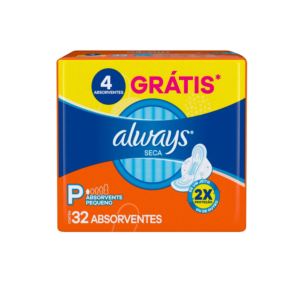 Absorvente Always Super Proteção Seca com abas 32 Unidades em Oferta na Shopee