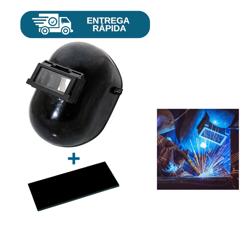 Máscara De Solda Celeron Visor Articulado Com Catraca Delta Plus + Lente Retangular Tonalidade 12