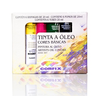 Estojo de Tinta Óleo Corfix C/ 6 Cores - Bisnagas 20ml em Oferta na Shopee