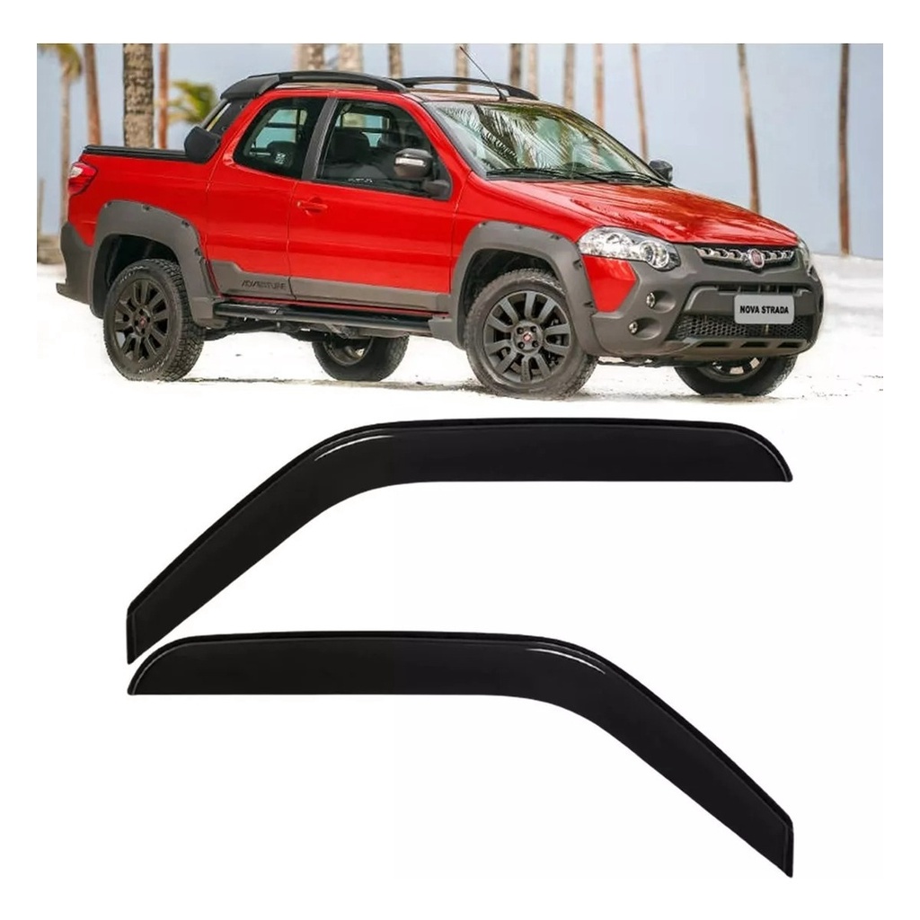Calha De Chuva Defletor Fiat Strada 2013 2014 2015 Ate 2019 3 Portas Fumê Ecoflex 40.022A